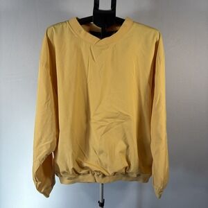 VTG Mens 2XL Yellow Pullover Windbreaker Long Sleeve Pockets Outdoor Gorpcore
